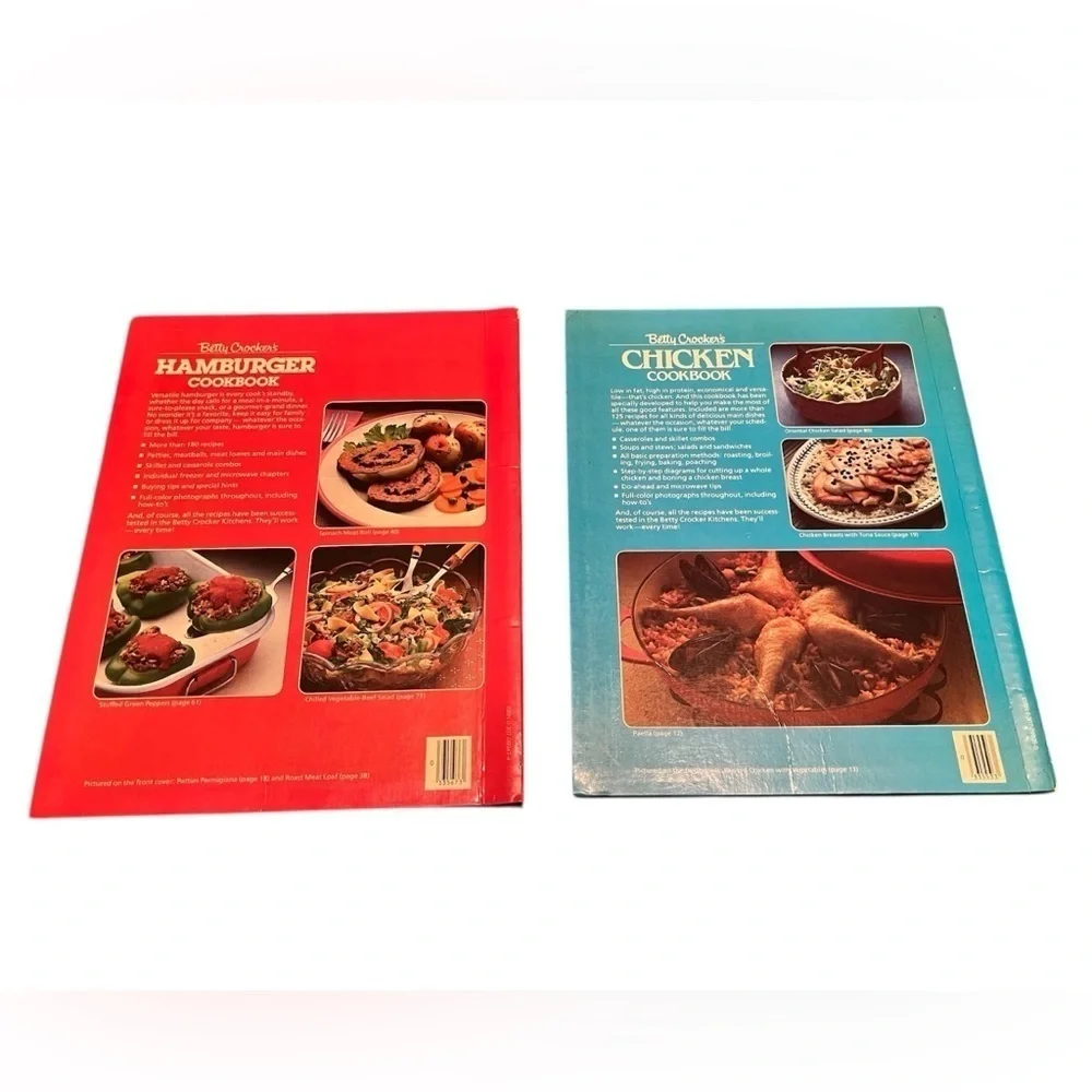 Lot of 2 Vintage Betty Crocker's Cookbooks - 1984 Chicken 1985 Hamburger
